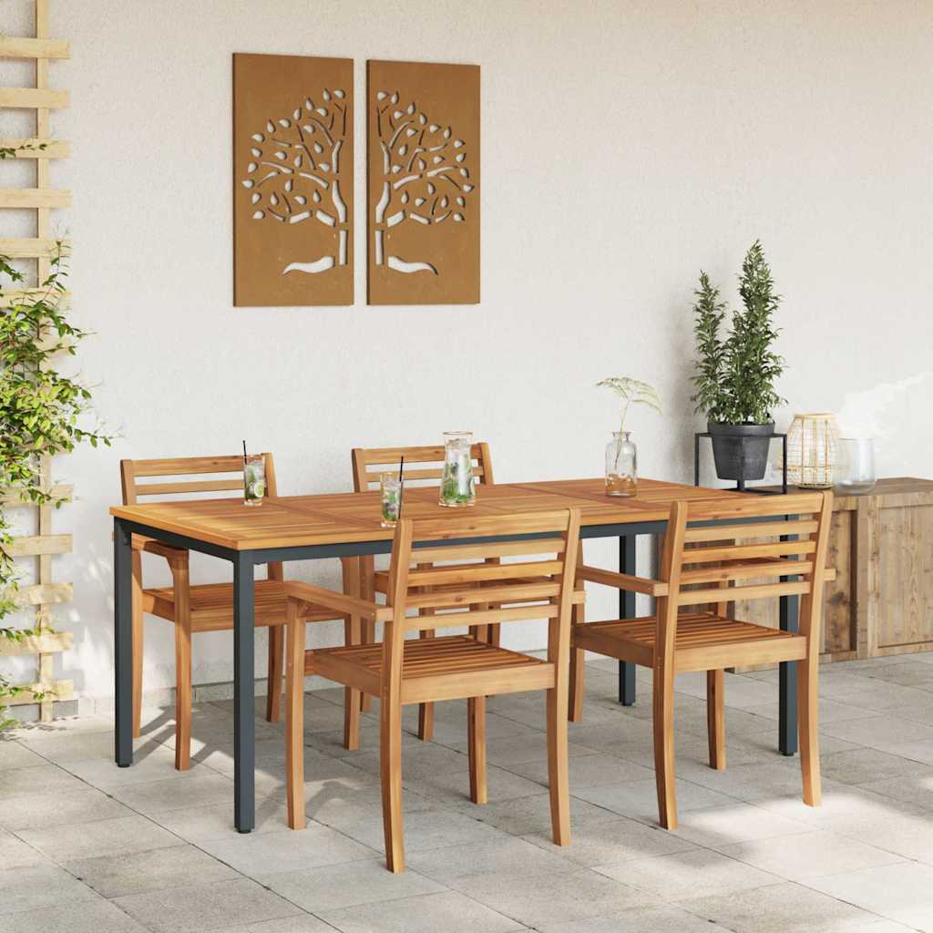 Kültéri asztalok Természetes és fekete 180 x 90 x 75 cm