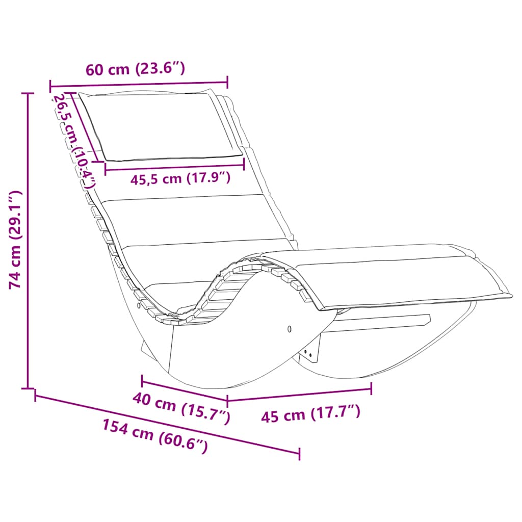 tömör akácfa hintaszék napozóágy párnával