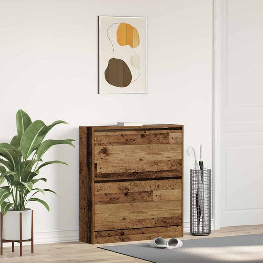 Cipőszekrény tárolóval Régi fa 80 x 21 x 87.5 cm Faanyag
