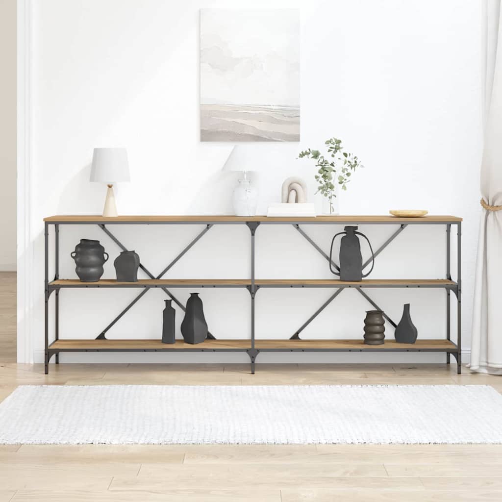 Konzolasztal polcokkal Egyéb kézműves tölgy 180 x 30 x 75 cm
