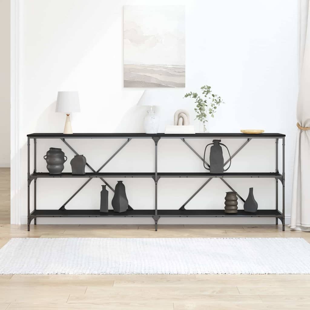 Konzolasztal polcokkal Egyéb Musta tammi 180 x 30 x 75 cm