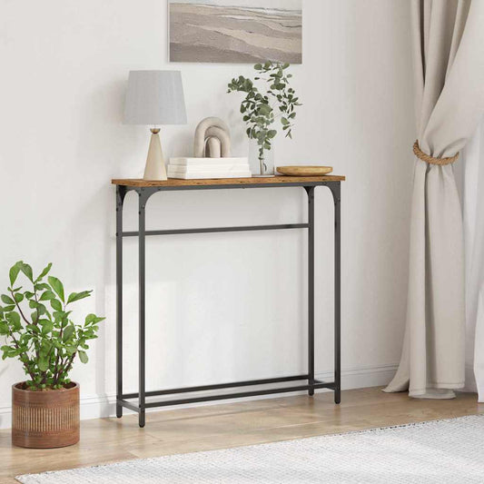 Konzolasztal Öreg fa 75 x 19.5 x 75 cm Műgyantás fa és fém