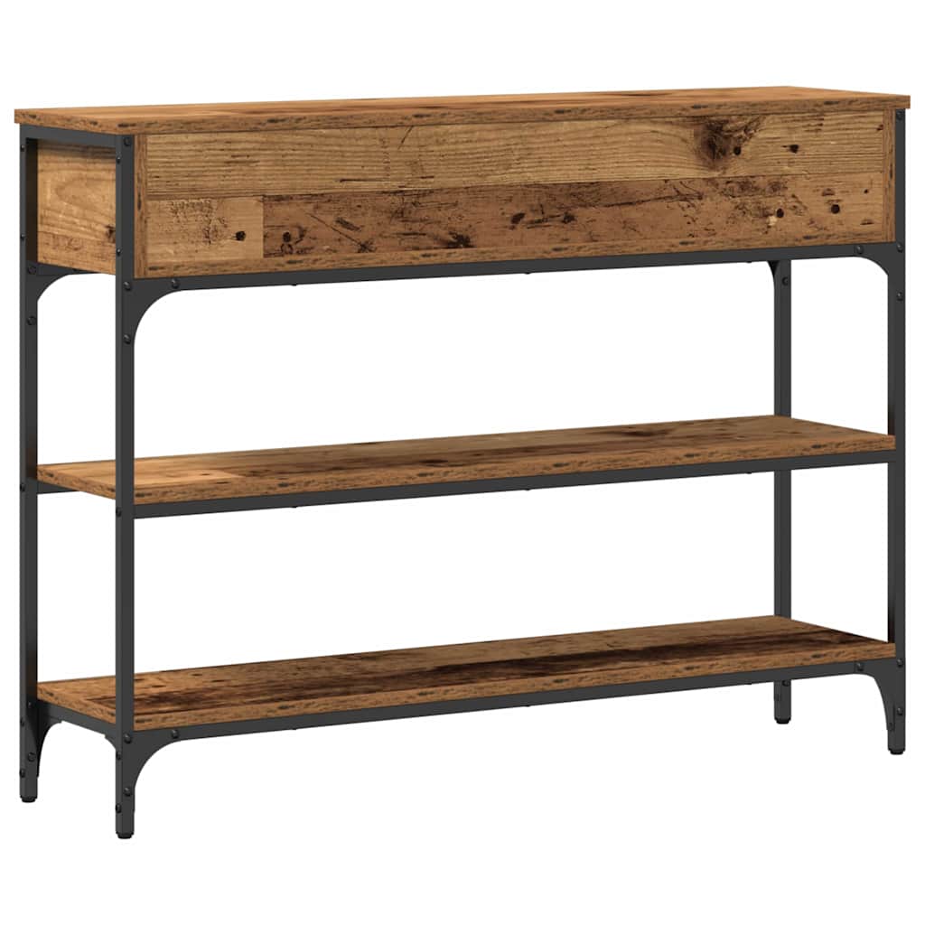 Konzolasztal Régi fa 100 x 25 x 75 cm Műgyantás fa és fém