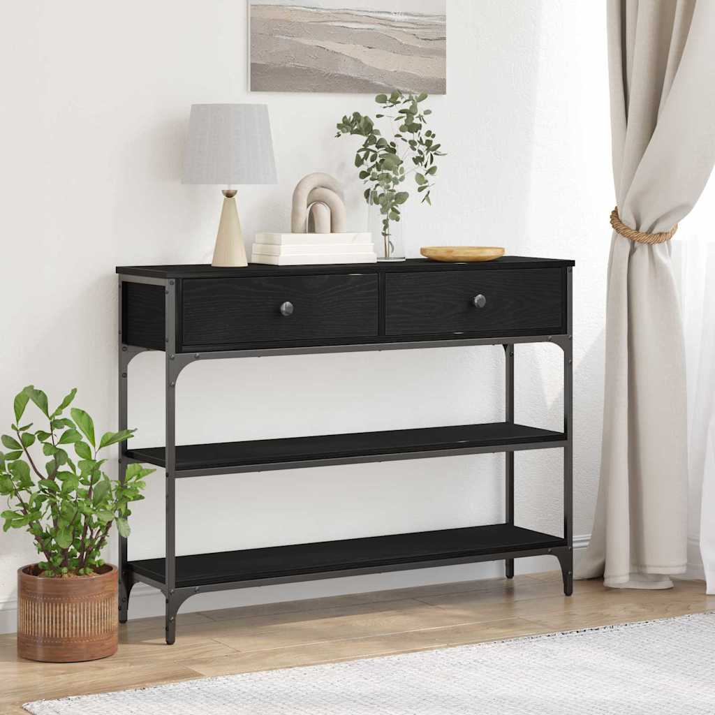 Konzolasztal Musta tammi 100 x 25 x 75 cm Műgyantás fa és fém