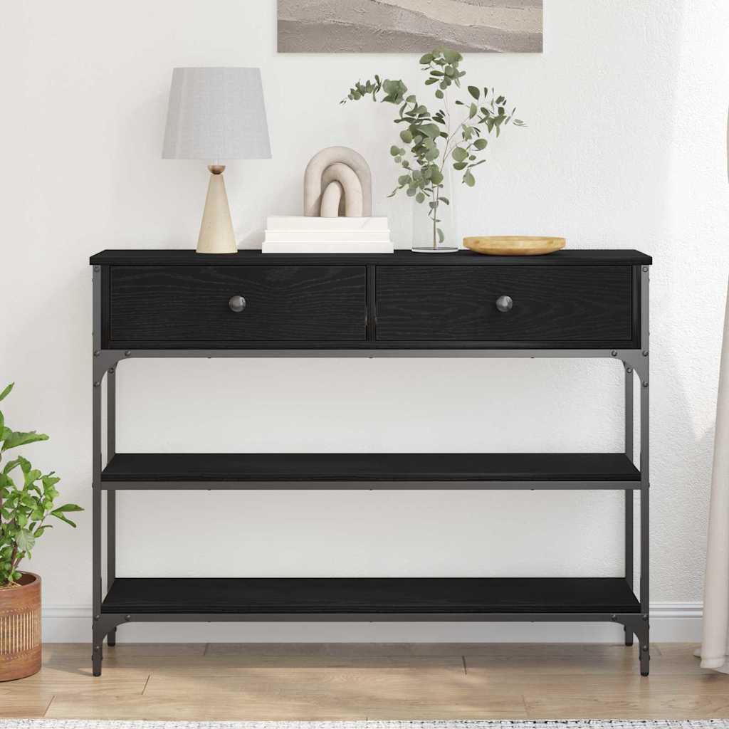 Konzolasztal Musta tammi 100 x 25 x 75 cm Műgyantás fa és fém