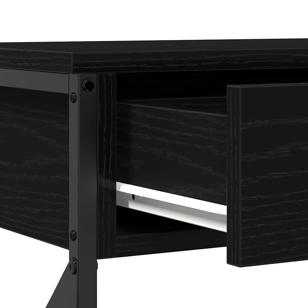 Konzol Asztal Musta tammi 100 x 28 x 75 cm Műgyantás fa és fém