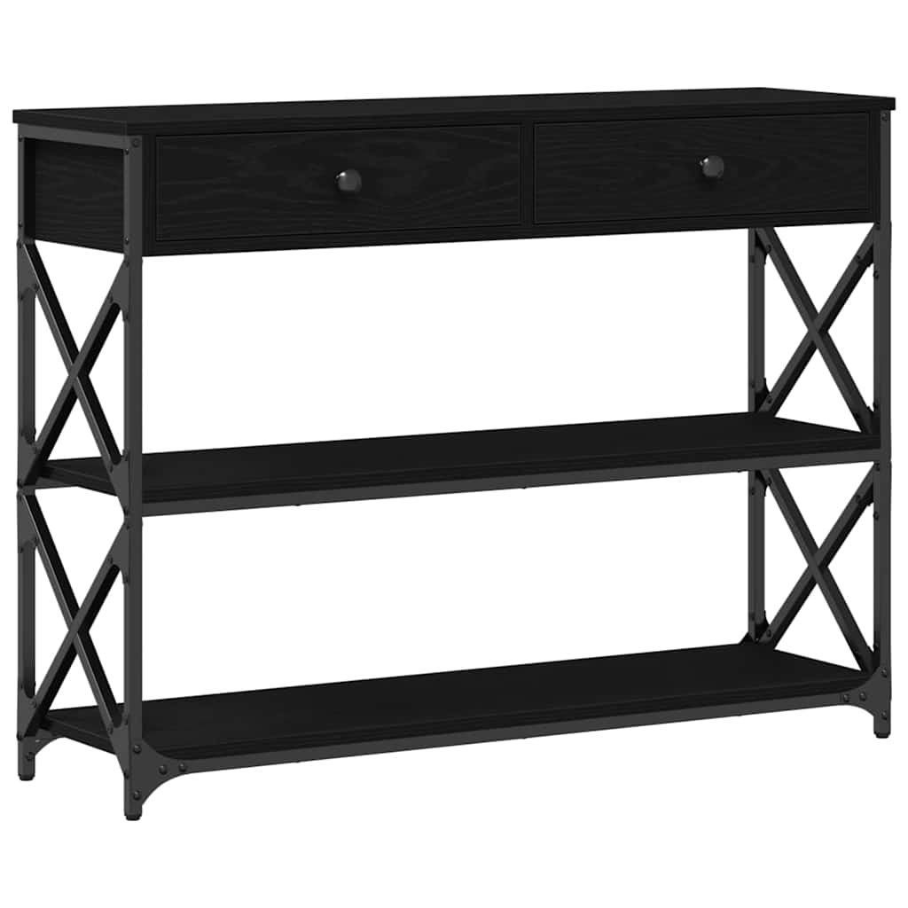 Konzol Asztal Musta tammi 100 x 28 x 75 cm Műgyantás fa és fém