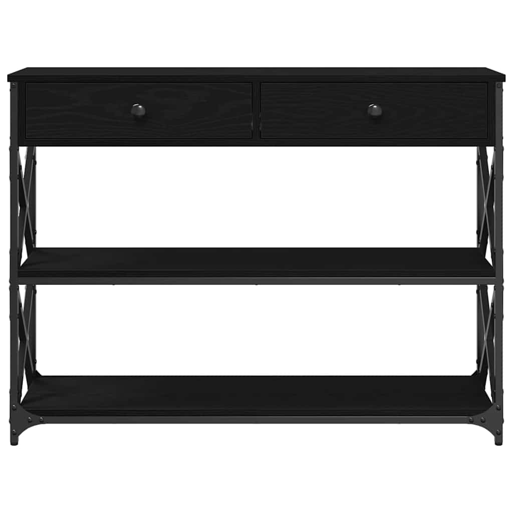 Konzol Asztal Musta tammi 100 x 28 x 75 cm Műgyantás fa és fém