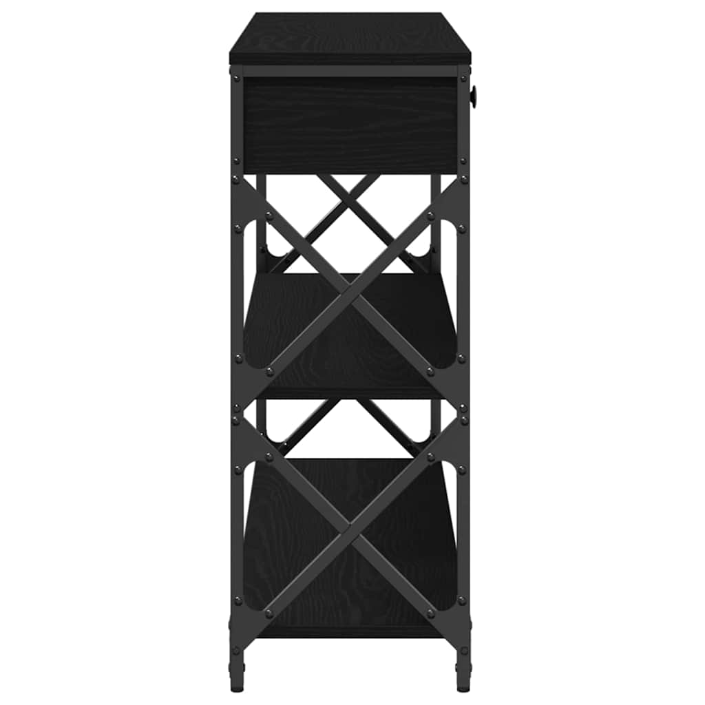 Konzol Asztal Musta tammi 100 x 28 x 75 cm Műgyantás fa és fém