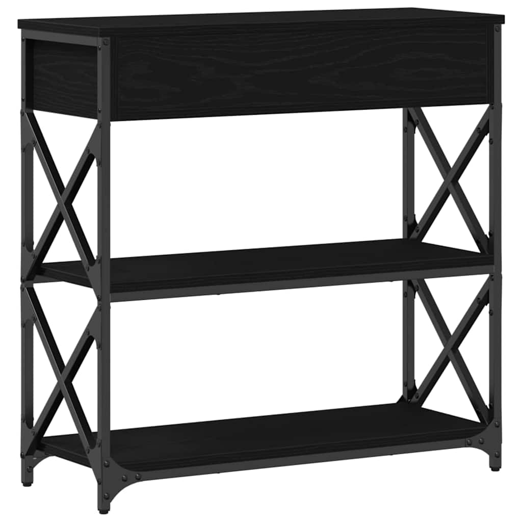 Konzol Asztal Musta tammi 75 x 28 x 75 cm Műgyantás fa és fém