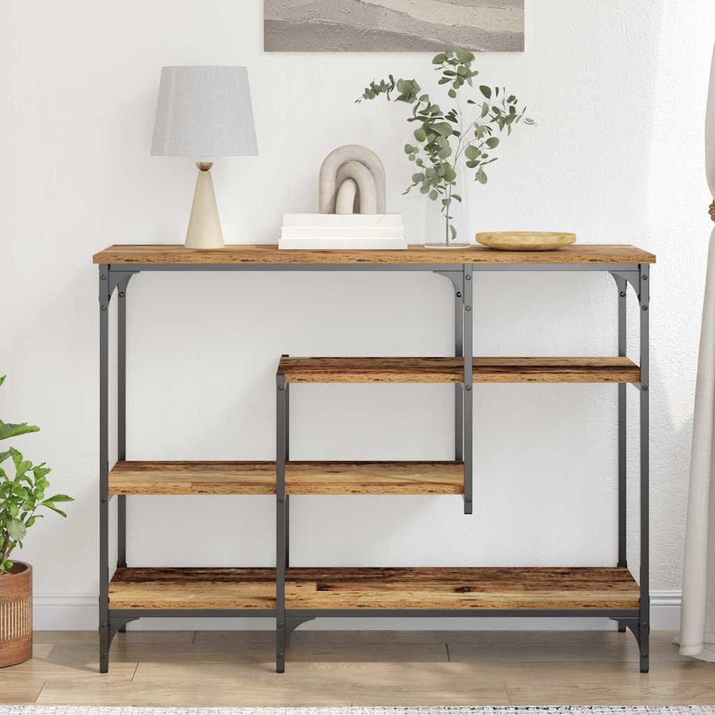 Konzolasztal Régi fa 100 x 35 x 75 cm Műgyantás fa és fém