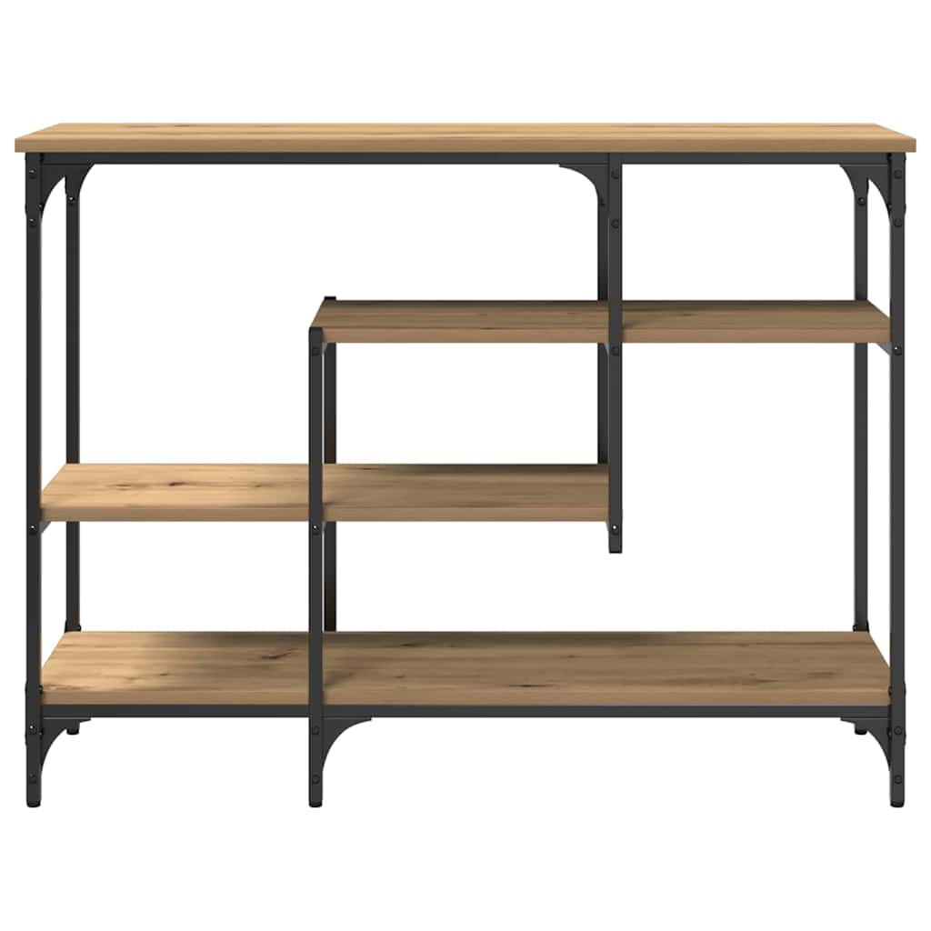 Konzolasztal polcokkal kézműves tölgy 100 x 35 x 75 cm