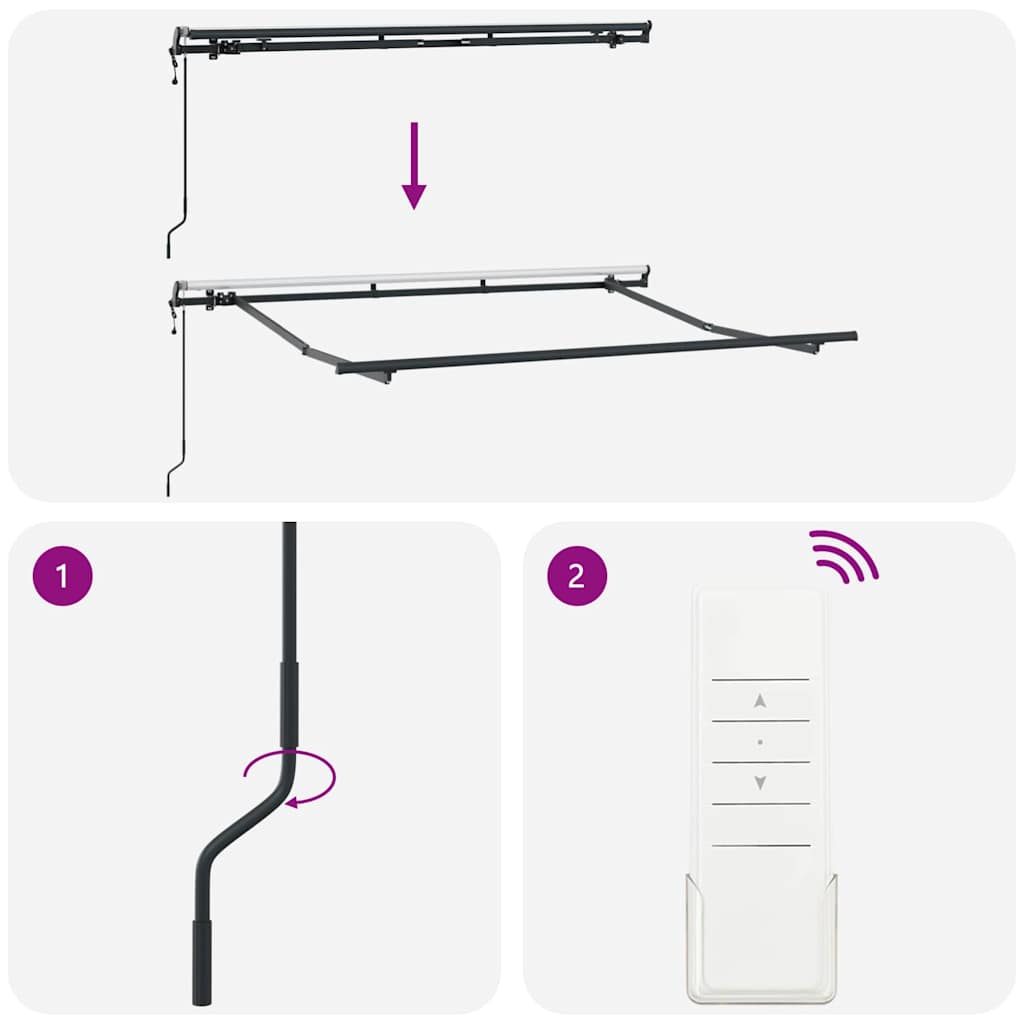 Behúzható napellenző Sokszínű 350 x 200 cm Pamut és Alumínium