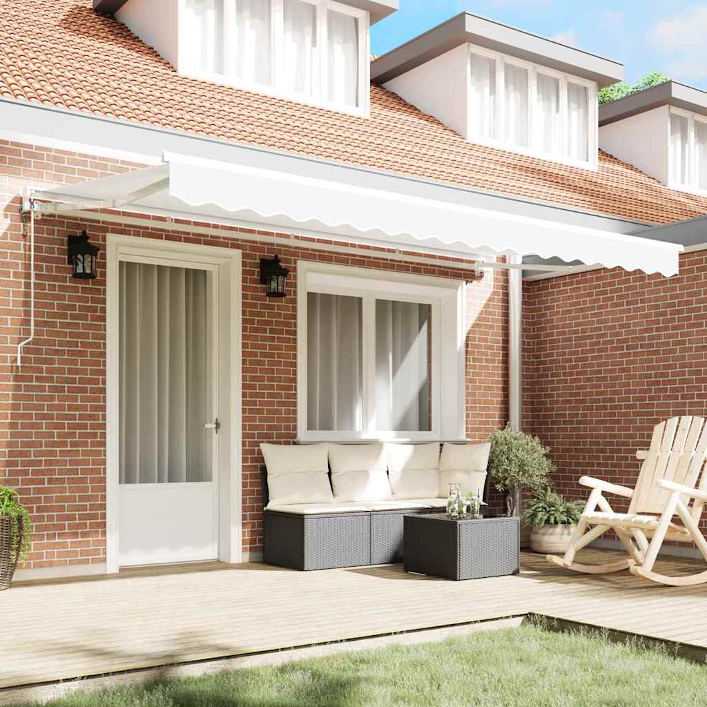 Behúzható napellenző Fehér 400 x 200 cm Poliészter és fém