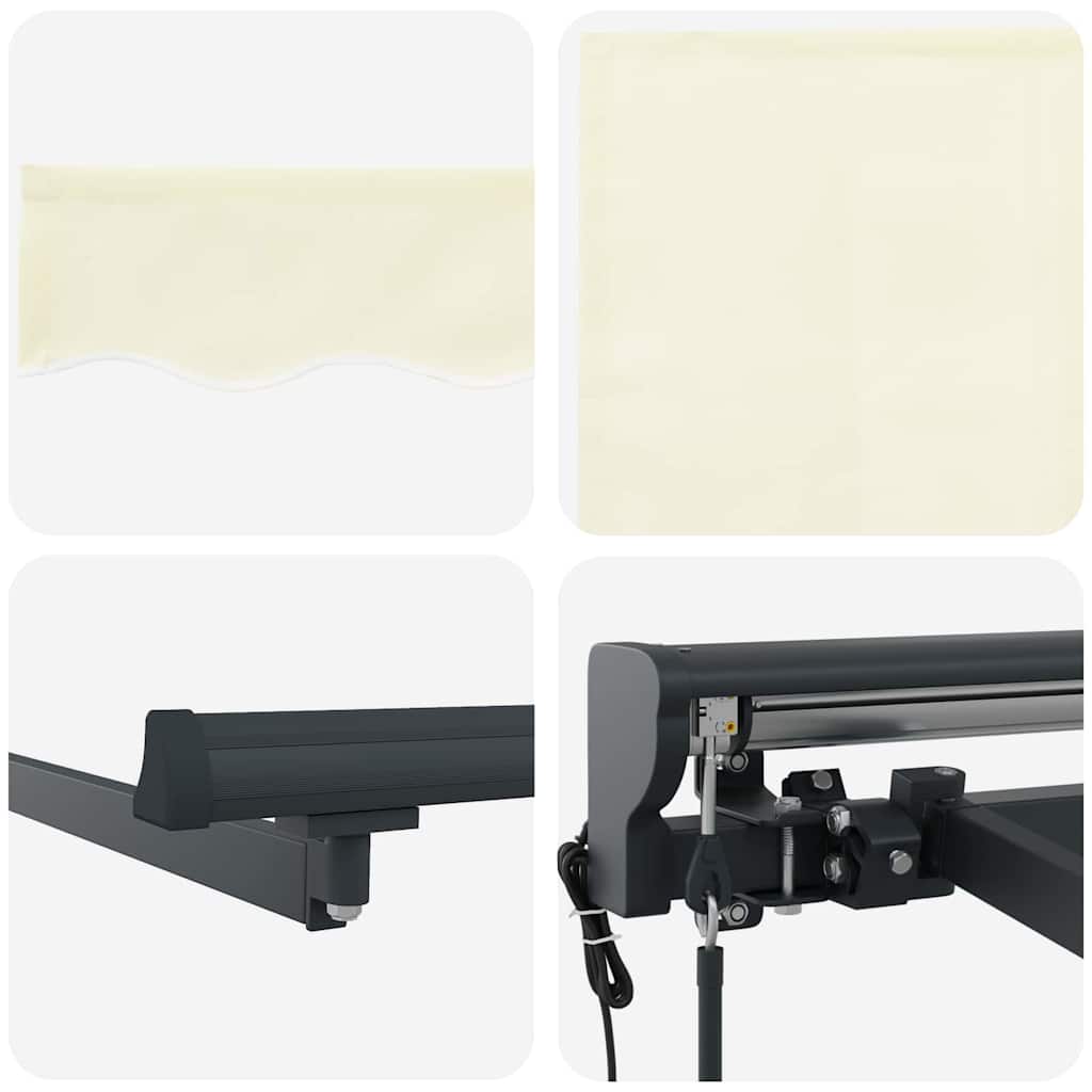 Behúzható napellenző Krém 300 x 250 cm Poliészter és fém