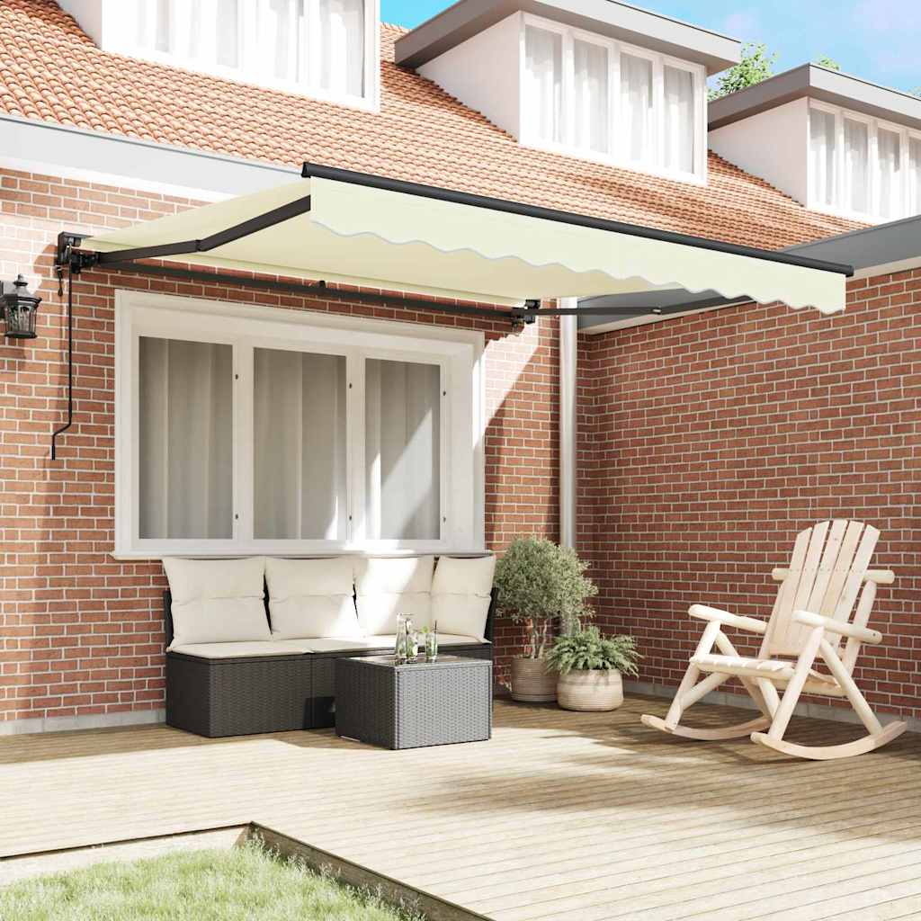Behúzható napellenző Krém 300 x 250 cm Poliészter és fém