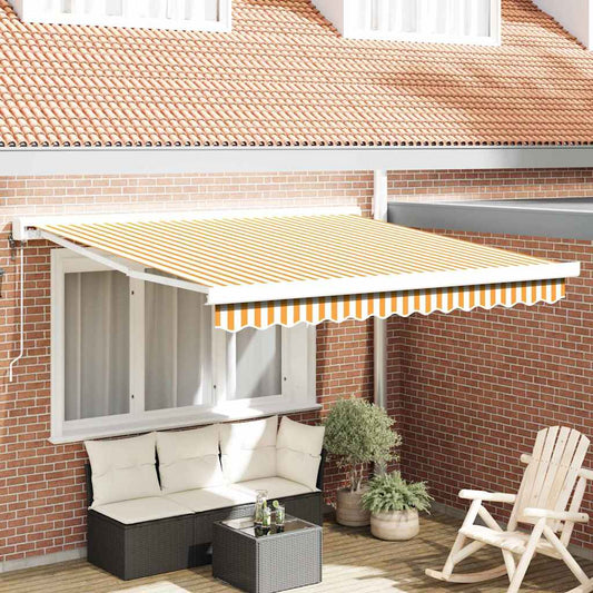 Behúzható napellenző Sárga és fehér 300 x 250 cm Szövet, Fém