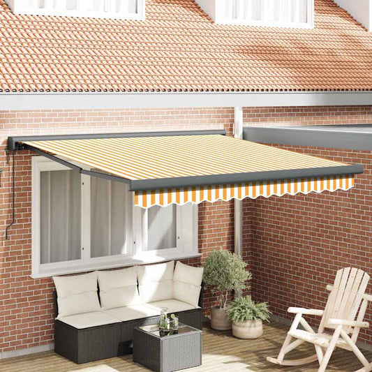 Behúzható napellenző Sárga és fehér 300 x 250 cm Szövet, Fém