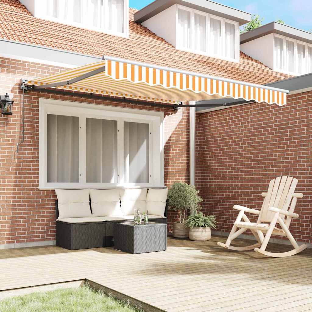 Behúzható napellenző Sárga és Fehér 300 x 250 cm