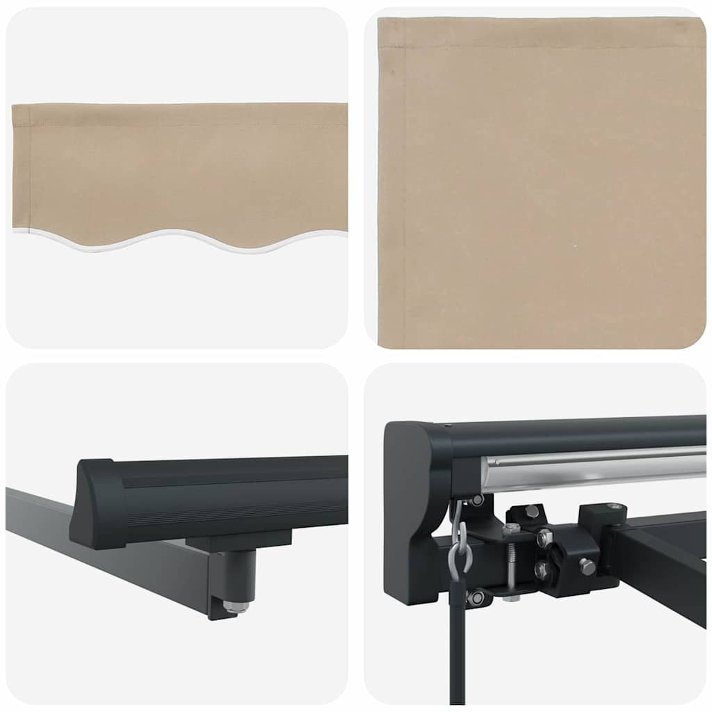 Behúzható napellenző Bézs 300 x 250 cm Poliészter és fém