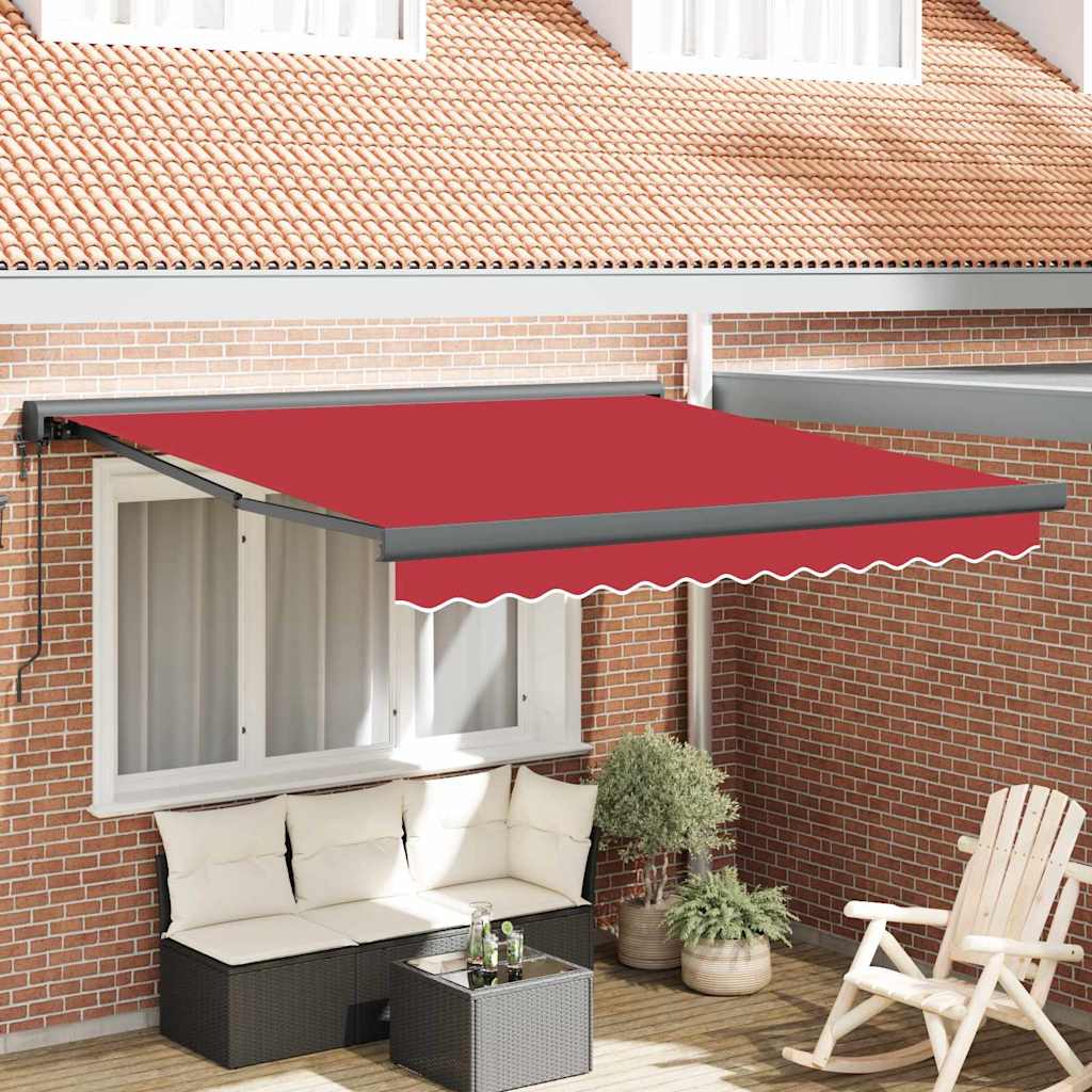Behúzható napellenző Piros 300 x 250 cm Szövet, Fém