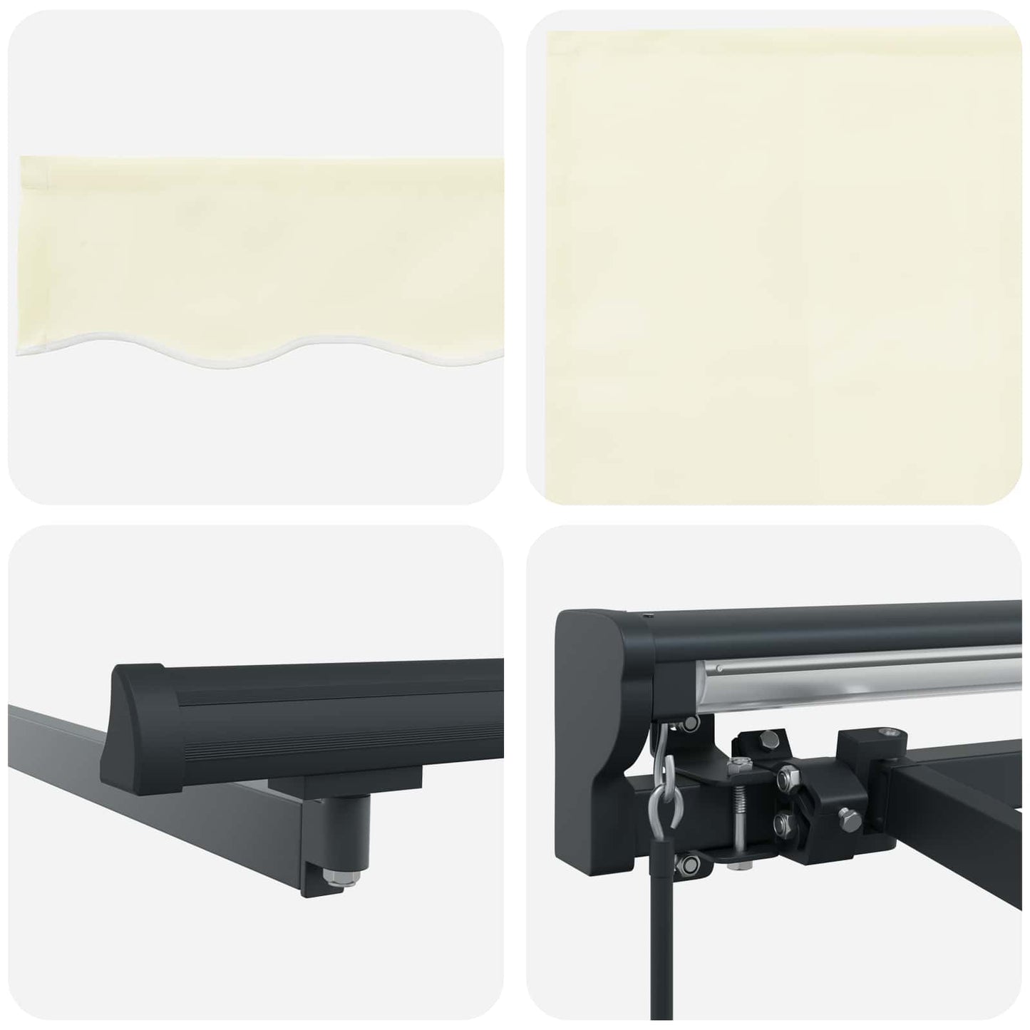 Behúzható napellenző Krém 350 x 250 cm Poliészter és fém