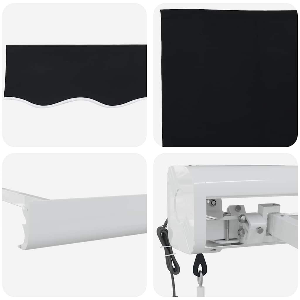 Behúzható napellenző Fekete 350 x 250 cm Szövet, Fém