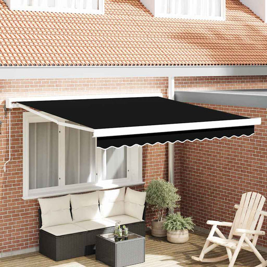 Behúzható napellenző Fekete 350 x 250 cm Szövet, Fém