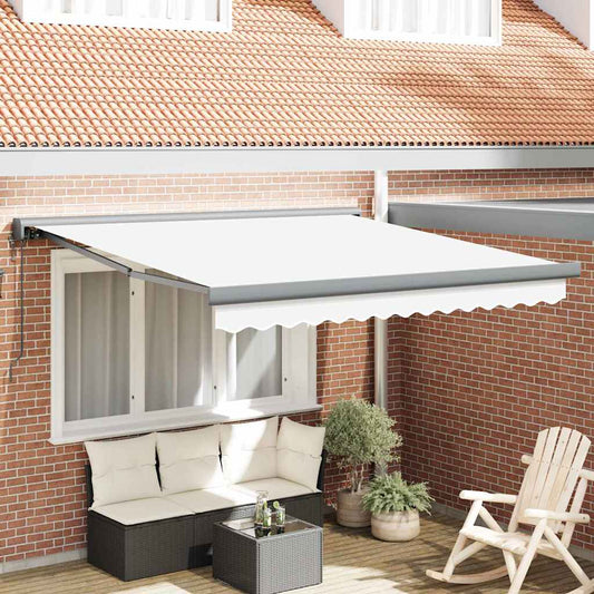 Behúzható napellenző Fehér 350 x 250 cm Szövet, Fém