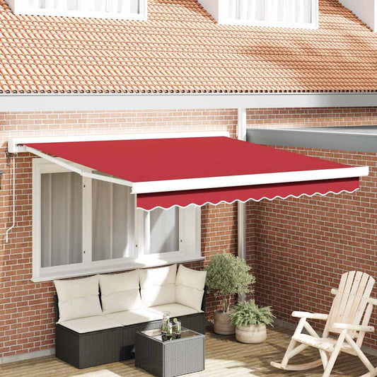 Behúzható napellenző Piros 350 x 250 cm Szövet, Fém