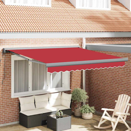 Behúzható napellenző Piros 350 x 250 cm Szövet, Fém