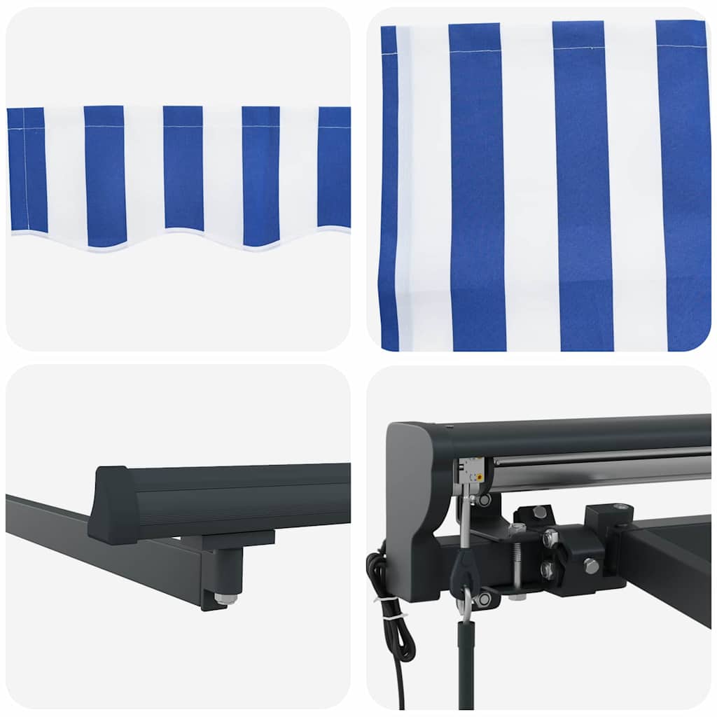 Behúzható napellenző Kék és Fehér 400 × 300 cm