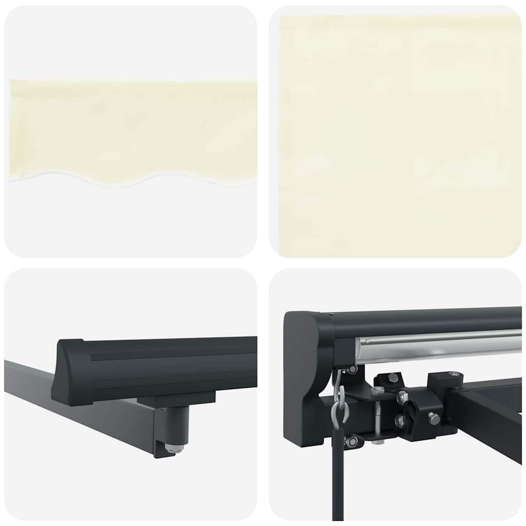 Behúzható napellenző Krém 400 × 300 cm Poliészter és fém