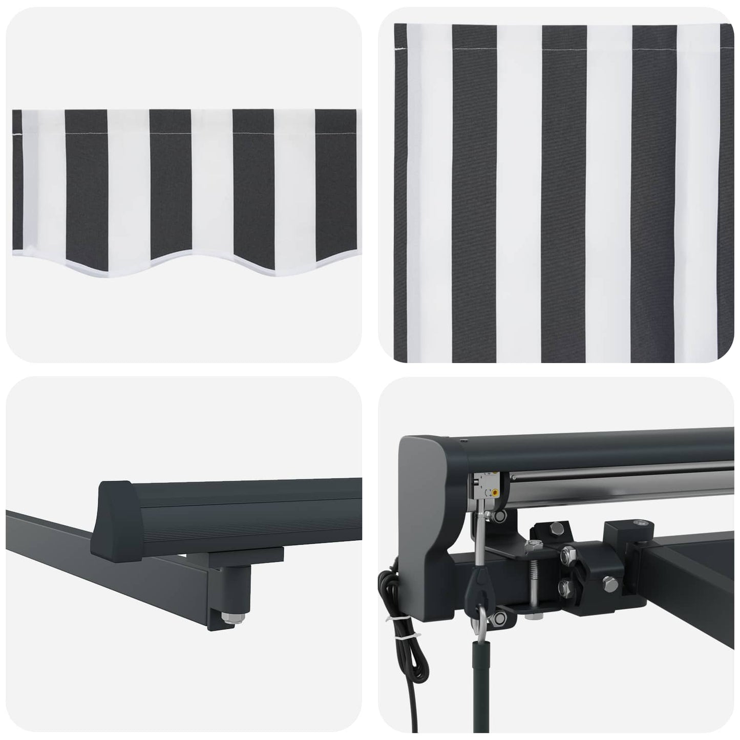 Behúzható napellenző Antracit és Fehér 400 × 300 cm