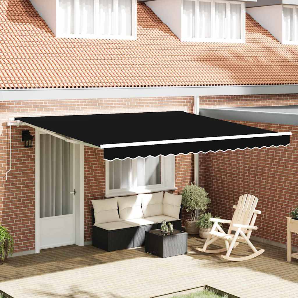Behúzható napellenző Fekete 400 × 300 cm Poliészter