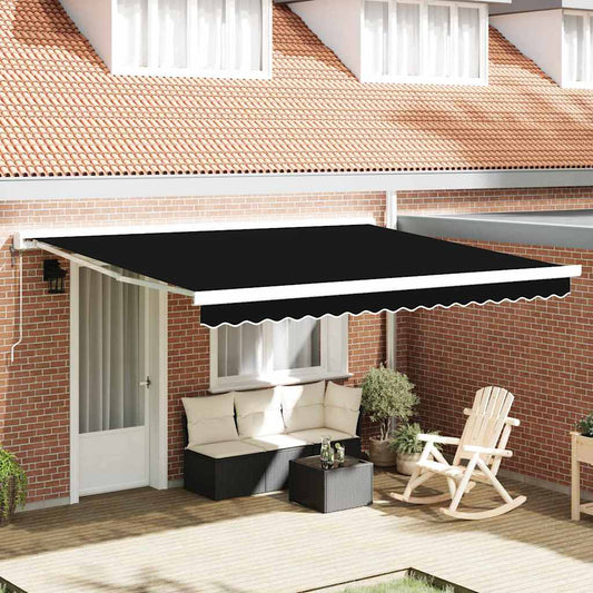 Behúzható napellenző Fekete 400 ×300 cm Szövet és Fém