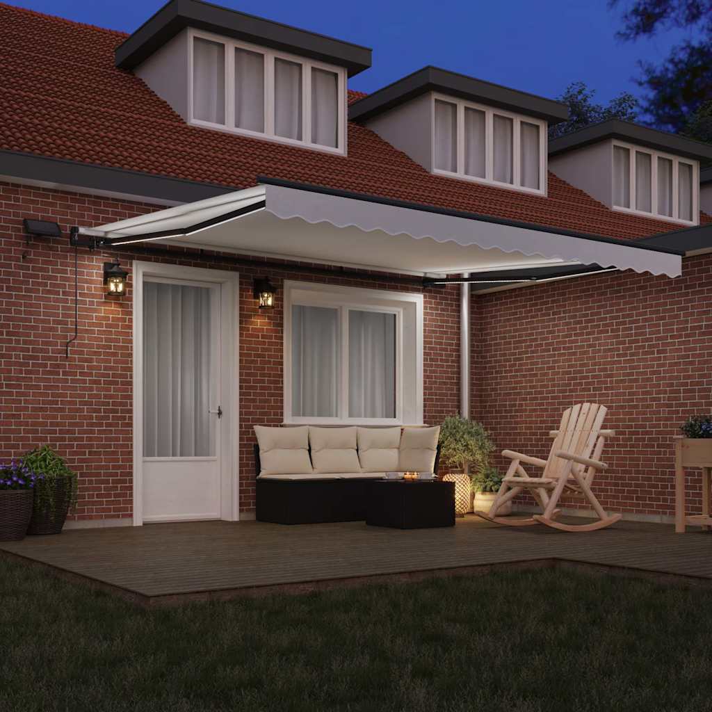 Behúzható napellenző LED -es lámpákkal Fehér 400 ×300 cm szövet