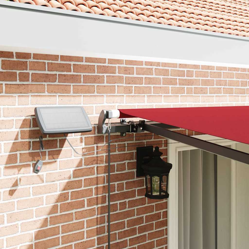 Behúzható napellenző LED -es lámpákkal Piros 400 ×300 cm szövet