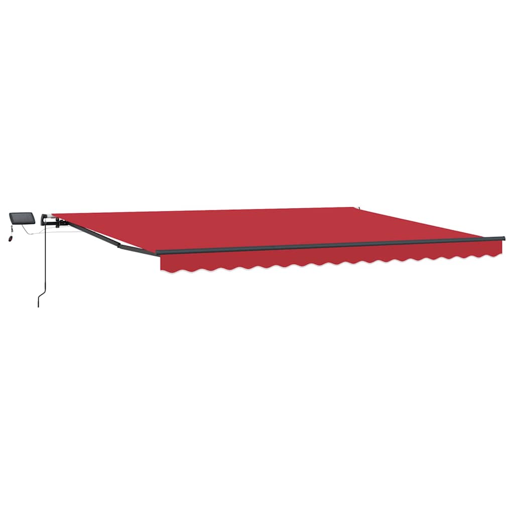 Behúzható napellenző LED -es lámpákkal Piros 400 ×300 cm szövet