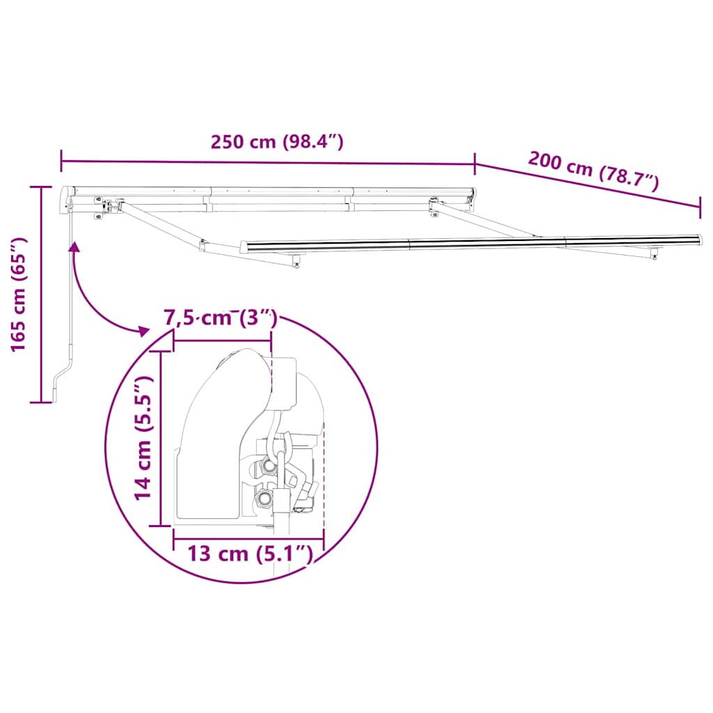 Napernyő keret Antracit 2.5 x 2 m Fém