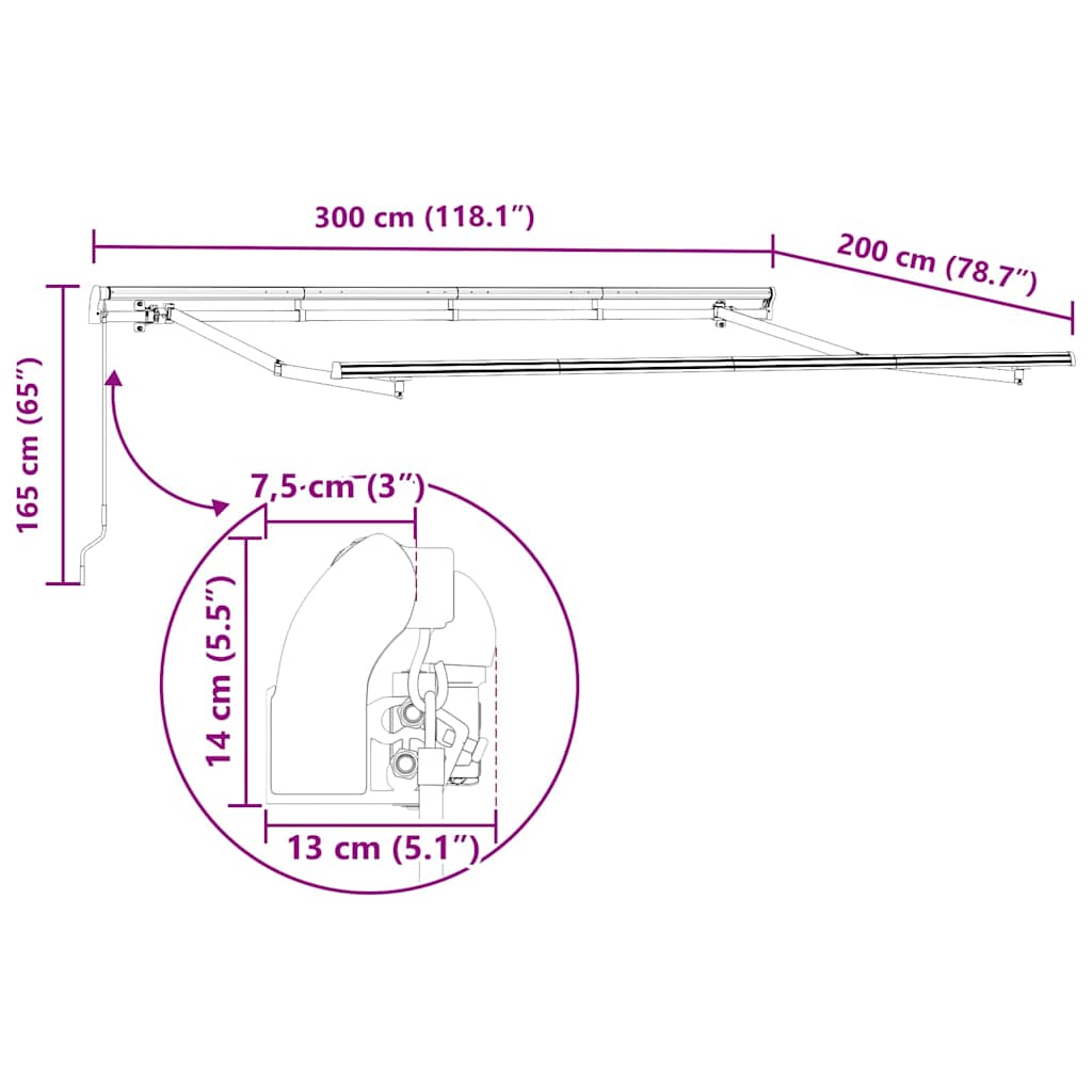 Napernyő keret Antracit 3 x 2 m Fém