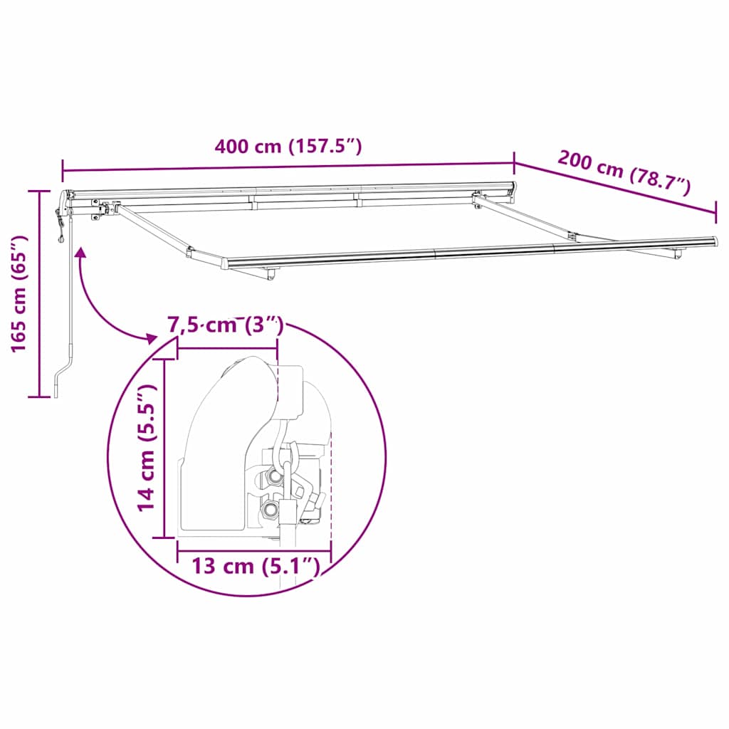 Napernyő keret Antracit 4 x 2 m Fém