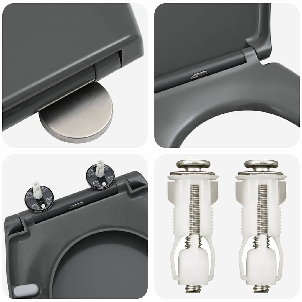 Gyorsan Levehető WC Ülőke Antracit 44.8 x 37.3 x 4.2 cm