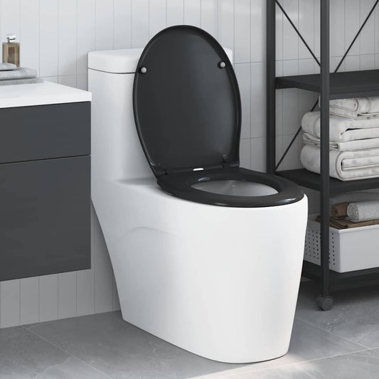 Gyorsan Levehető WC Ülőke Fekete 44.8 x 37.3 x 4.2 cm Duroplast