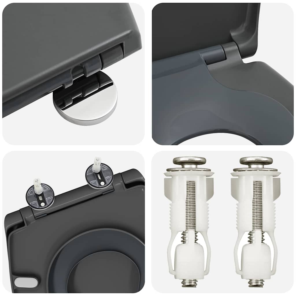 Gyorsan Levehető WC Ülőke Antracit 44.5 x 37.3 x 4.3 cm