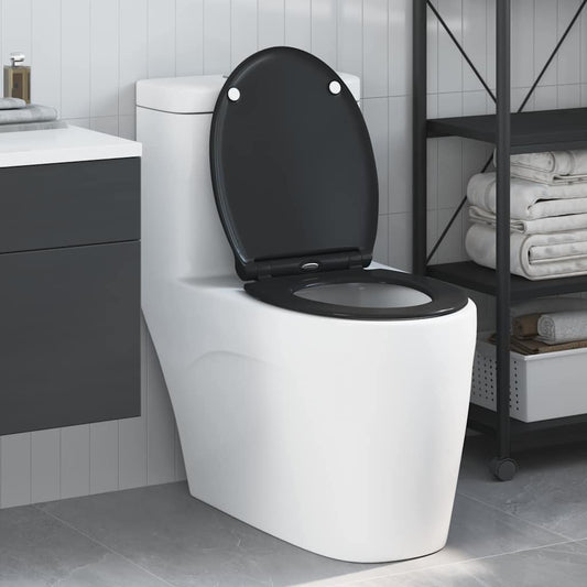 Gyorsan Levehető WC Ülőke Fekete 45.5 x 37.5 x 3.8 cm Duroplast
