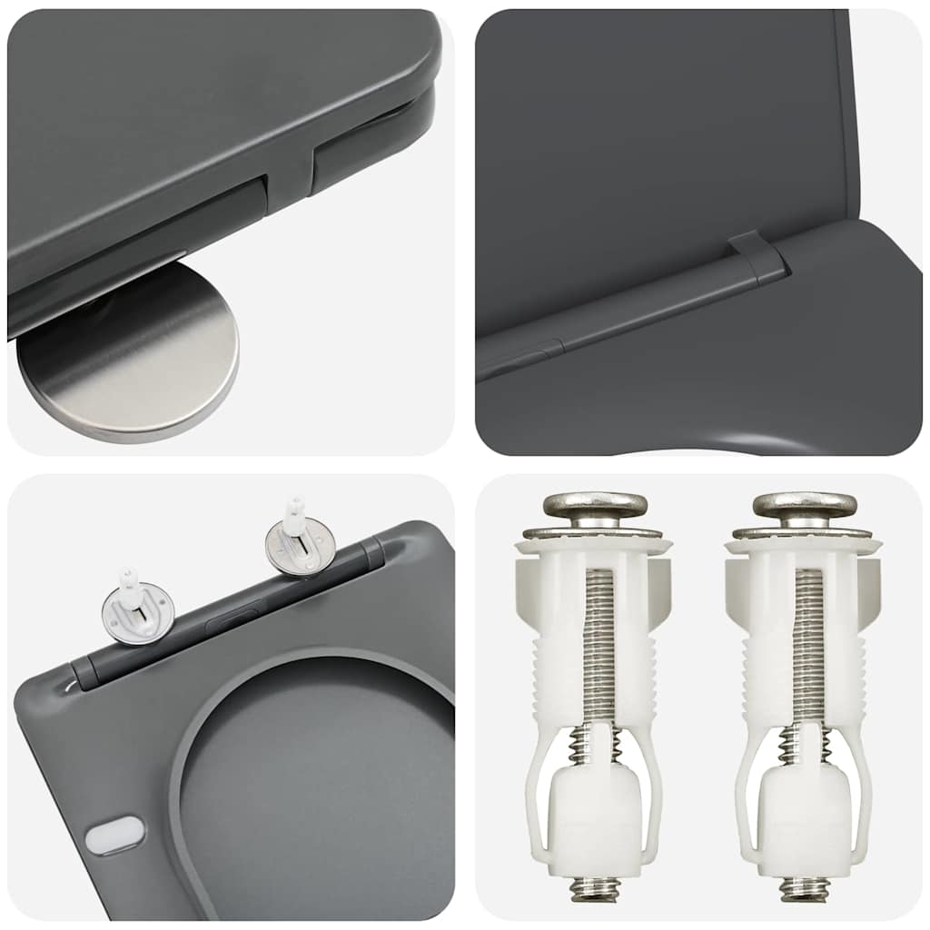 Gyorsan Levehető WC Ülőke Antracit 44 x 36.4 x 3.4 cm Duroplast