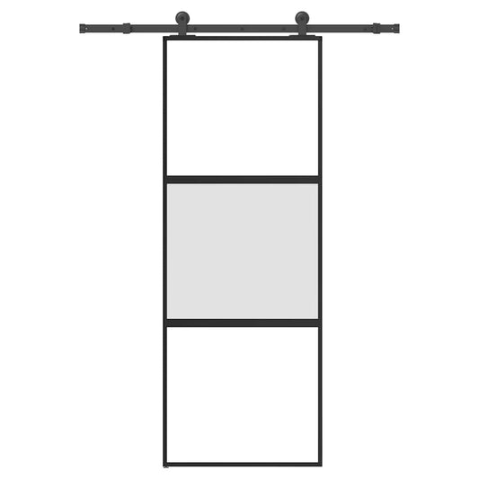 tolóajtó vasalatokkal 76x205 cm edzett üveg&Alumínium