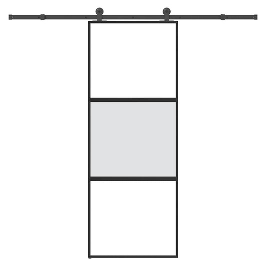 tolóajtó vasalatokkal 76x205 cm edzett üveg&Alumínium
