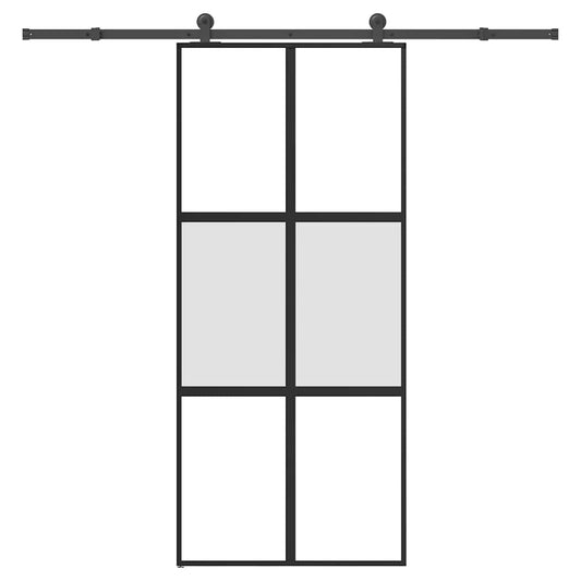 tolóajtó vasalattal 90x205 cm edzett üveg&Alumínium